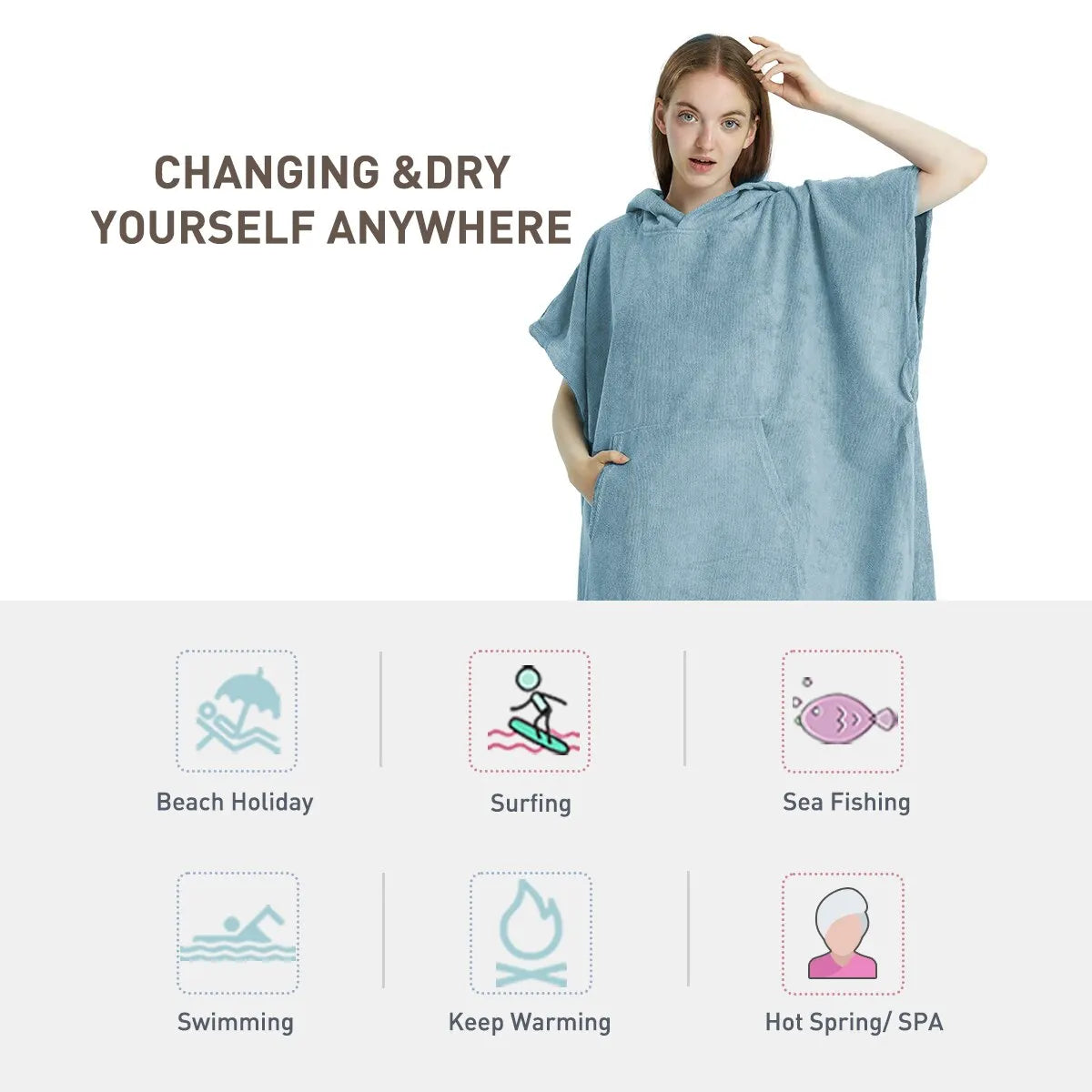 Surf toalla Poncho UNISEX-Secado rapido