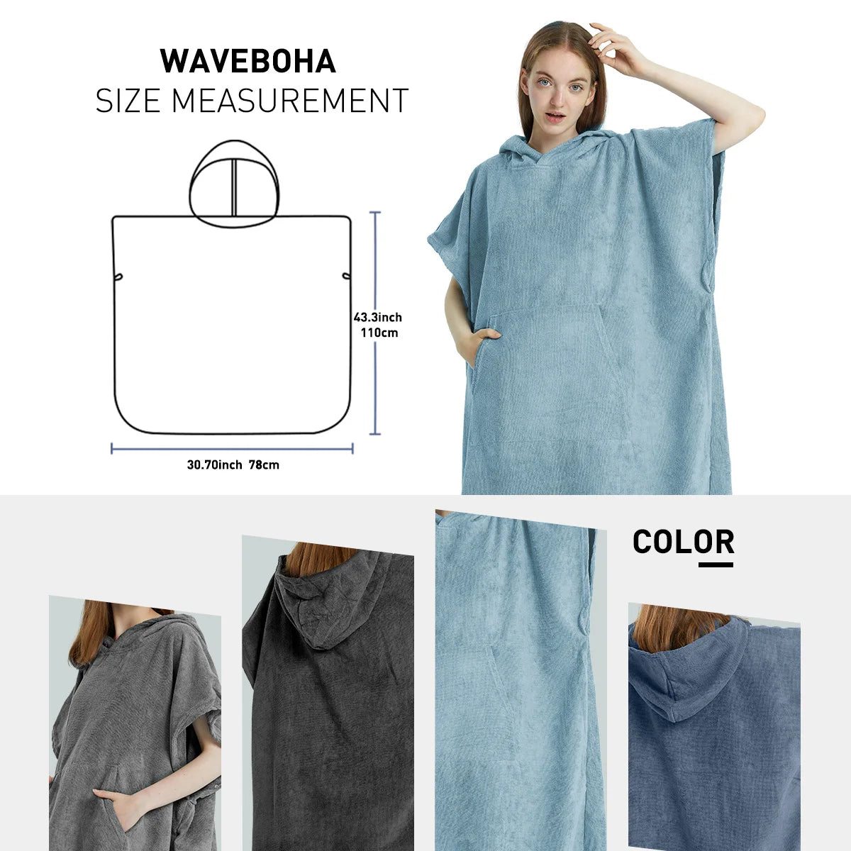 Surf toalla Poncho UNISEX-Secado rapido